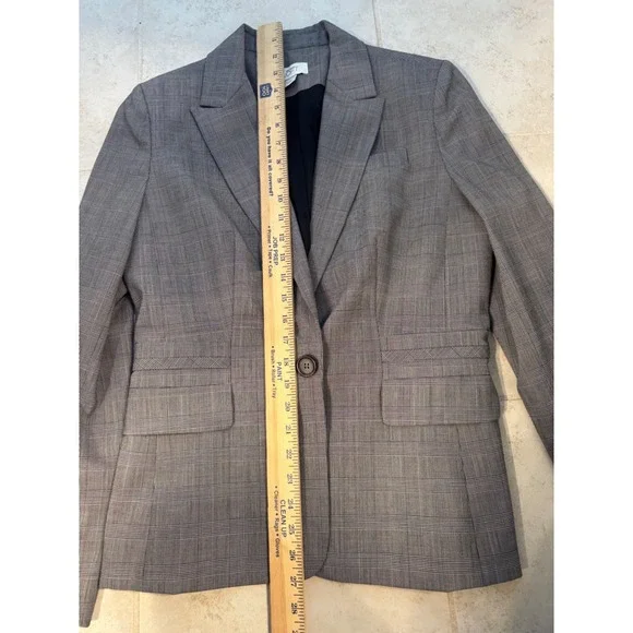 LOFT Glen‎ Plaid One-Button Blazer Gray Workwear Jacket Size 8 - Picture 6 of 7